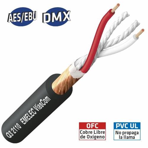 Cable DMX 1 x 2 x 0,22mm 110 ohm negro Q3 2110 N Cable DMX 1 x 2 x 0,22mm 110 ohm negro Q3 2110 N