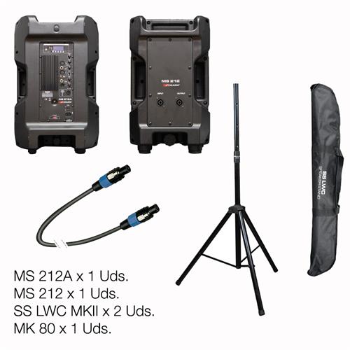 Pack altavoces activo+pasivo MS212(A) + soporte con funda SSLWCmk2 + cable MK80