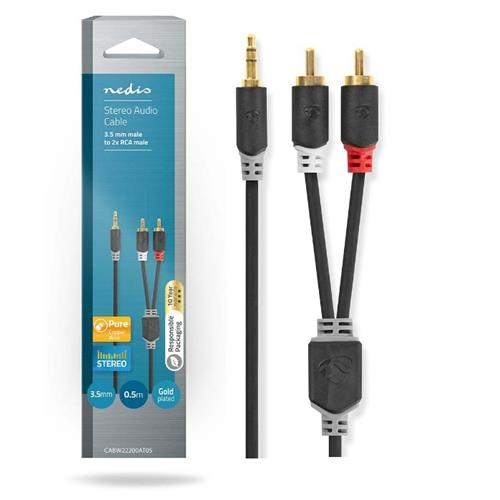 Cable audio Jack 3,5 estereo a 2 RCA Nedis 50cm