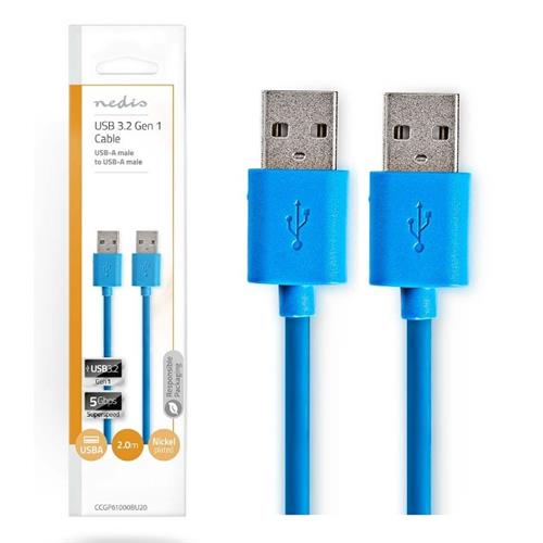 Cable USB 3.0 A-A 2mts Nedis Azul