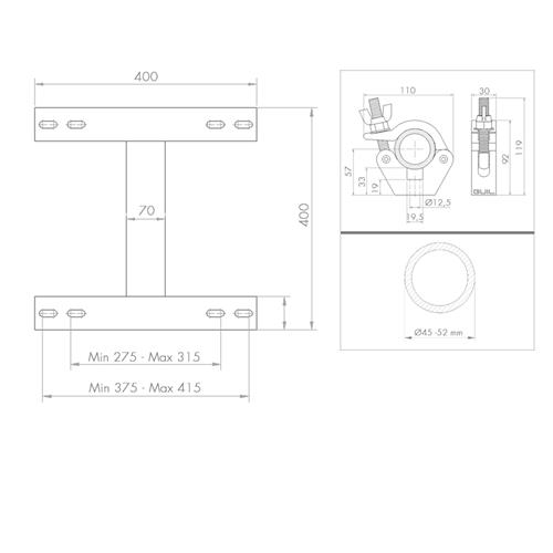 Adaptador truss con abrazaderas terminal macho 55mm ADT-15