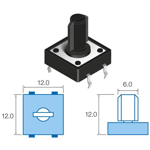 Pulsador tacto 4 pines 12x12x12mm (teclados)