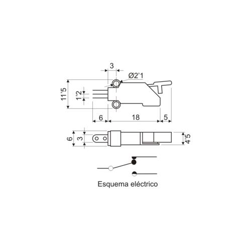Microinterruptor con palanca conmutado 2A 250V