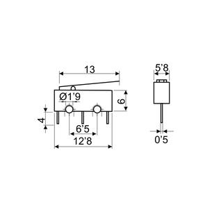 Microinterruptor 12,8mm con palanca 2