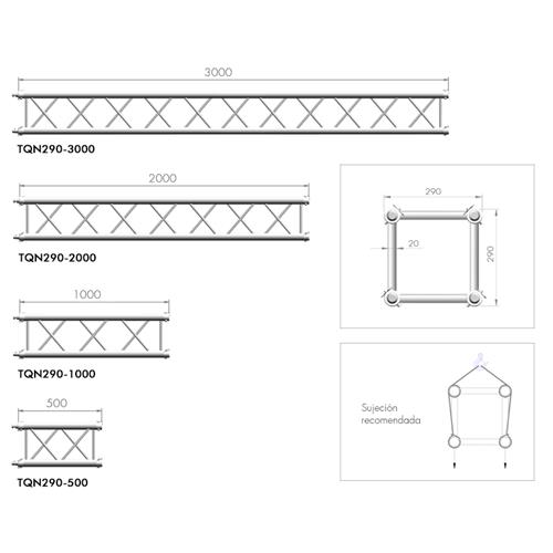 Truss cuadrado Guil 29 x 1m plata TQN290-1000 Truss cuadrado Guil 29 x 1m plata TQN290-1000