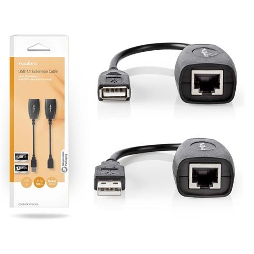 Prolongador cable USB 2.0 50m UTP Nedis