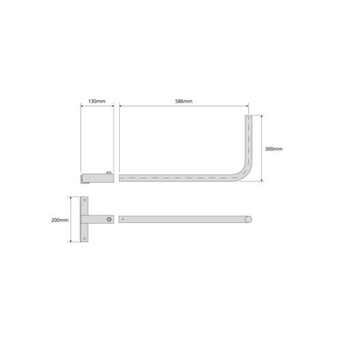 Mastil antena en L Ø30x1mm 60/30cm Televes
