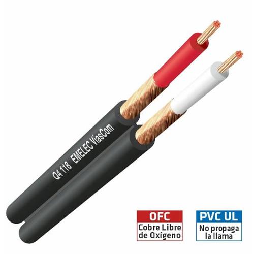 Cable audio paralelo dual 2x0,14mm color negro Q4-118 Cable audio paralelo dual 2x0,14mm color negro Q4-118