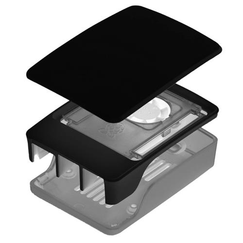 Caja Raspberry Pi 5 negra / gris con ventilador