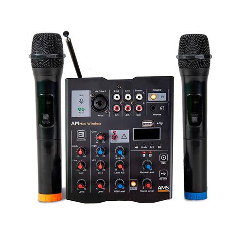 Mezclador de 5 canales con USB/Bluetooth y 2 mic AM MINI WIRELESS