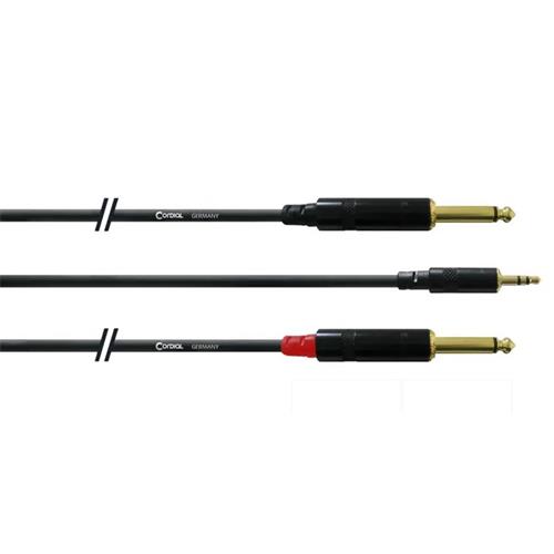 Cable Jack 3,5 st - 2 x Jack 6,3 mm mono long. 1,5m. divison larga 1,5 WPP-LONG