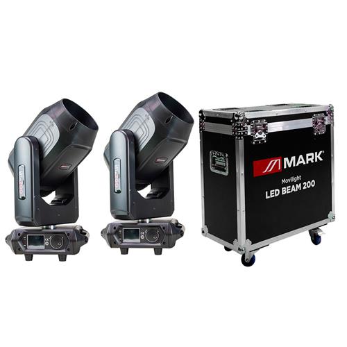 Pack cabeza movil 2 x MOVILIGHT LED BEAM 200 + RACK