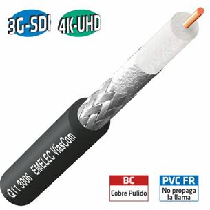 Cable video coaxial digital 75 ohm 0,80/3,75 negro Q11 3006N 2