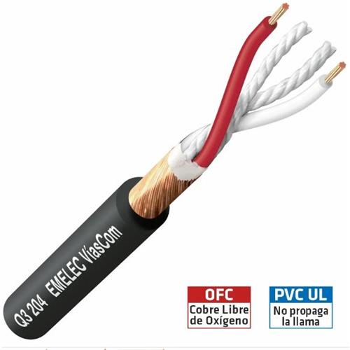 Cable microfono fino 1x2x24AWG negro Q3204
