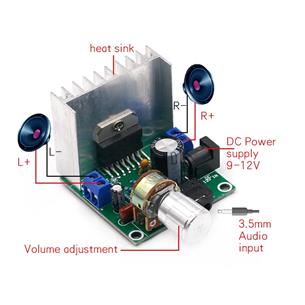 Modulo amplificador audio estereo 15+15W 12Vdc