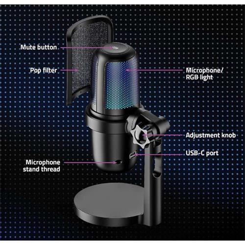 Micro cardiodie USB RGB Nedis 210BK