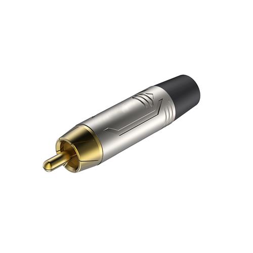 Conector RCA macho aereo negro metal MCA 127 MKII