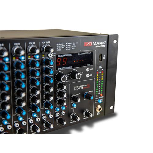 Mezclador de 12 canales, 10 mono + 1 canal stereo, montaje en Rack MRACK 12E