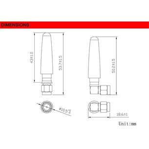 Antena para puertas de garaje frecuencia 433.920MHz SMA acodado 2