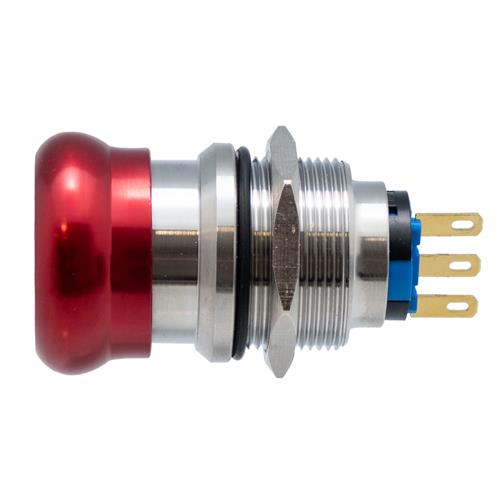 Interruptor (seta) de emergencia 24.5mm, acero inoxidable 19mm DPDT
