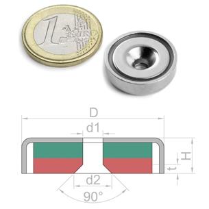 Iman en recipiente avellanado 20x6mm Neodimio FA-8.9 Kg