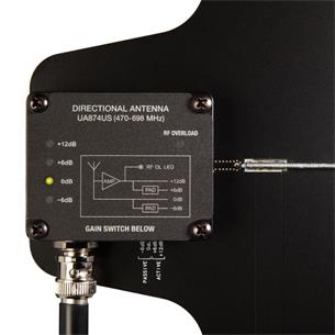Antena direccional activa haz 70º conmutable -6,0,+6,+12. 470-900MHz. UA874WB 2