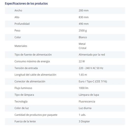 Lampara flexo con luz fluorescente 22W y lupa