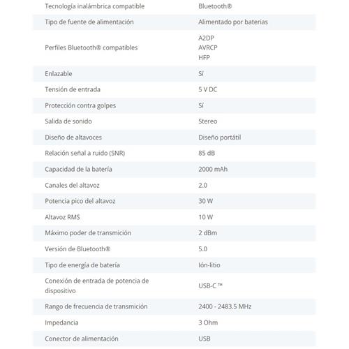 Altavoz portatil Bluetooth 4h 30W RGB Nedis