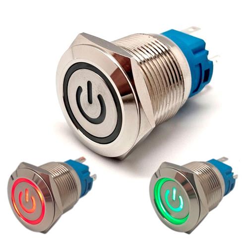 Interruptor antivandalico metalico 5A 250Vac con LED Rojo/Verde a 24Vdc Interruptor antivandalico metalico 5A 250Vac con LED Rojo/Verde a 24Vdc