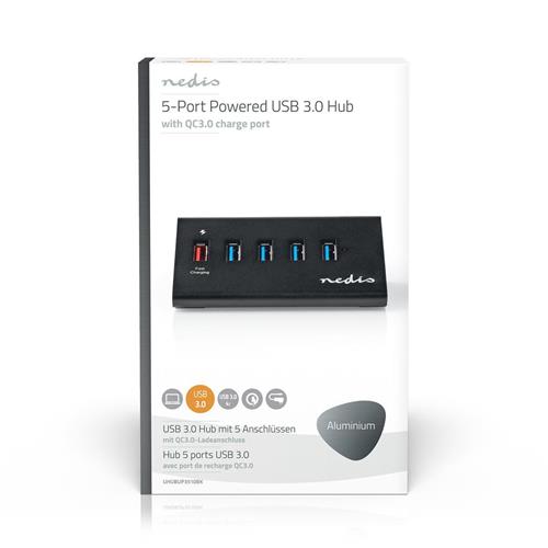 Hub 4 puertos USB3.0 + 1QC Nedis