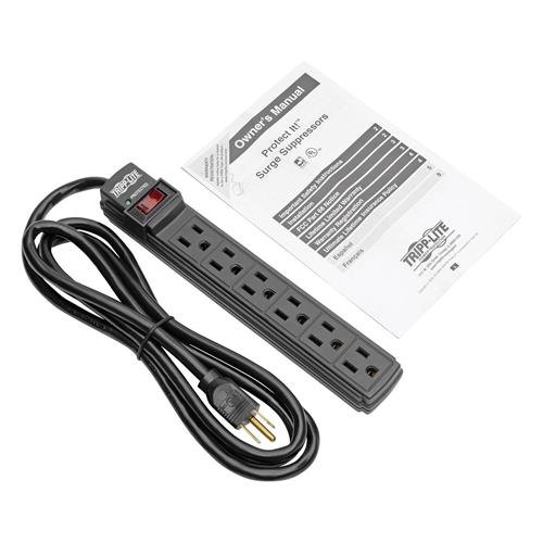 Regleta de 6 tomas NEMA 5-15R (US) con supresor de sobretensiones y cable 1,8m Regleta de 6 tomas NEMA 5-15R (US) con supresor de sobretensiones y cable 1,8m