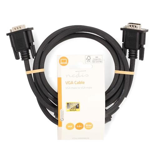 Cable monitor VGA HD15 macho macho 2 mts