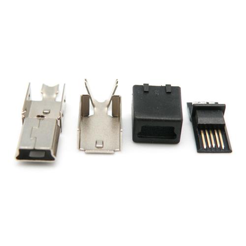 Conector mini USB-5P macho aereo soldar