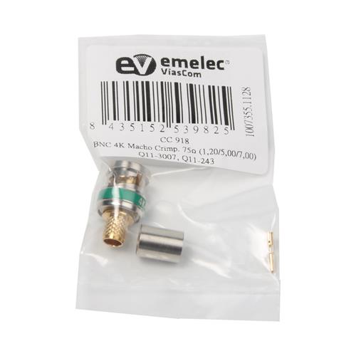 Conector BNC 75oHm 4K-UHD CC918 cable 011-3007, Q11243 Conector BNC 75oHm 4K-UHD CC918 cable 011-3007, Q11243