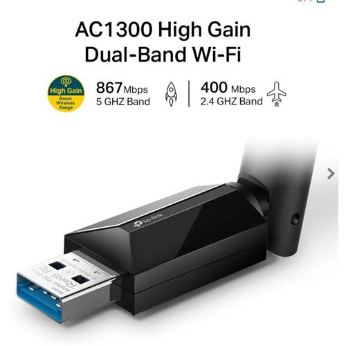 Adaptador Wifi AC1300 con ANTENA T3U PLUS