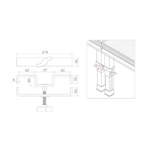 Sistema de unión pata-pata para tarimas con patas de 60×60 mm TMU-05 2