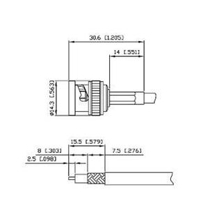 Conector BNC macho RG59 crimp teflon Alfar