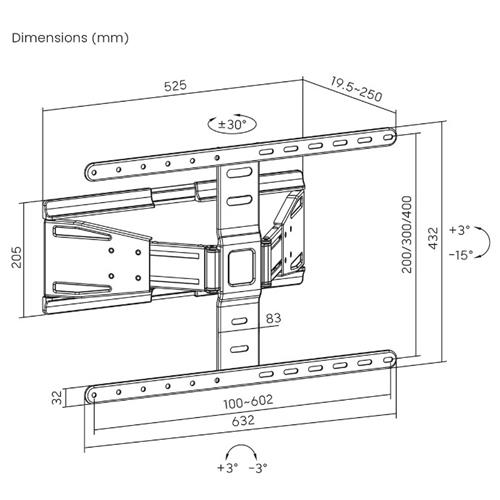 Soporte TV 43/90" mov.completo max.50kg Nedis