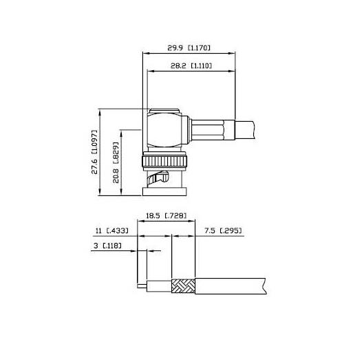 Conector BNC macho RG59 crimp acodado Alfar