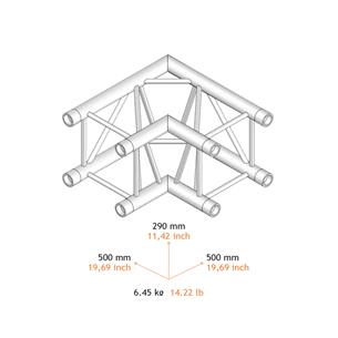 Esquina 90º truss cuadrado Serie E plata 29 C E 2
