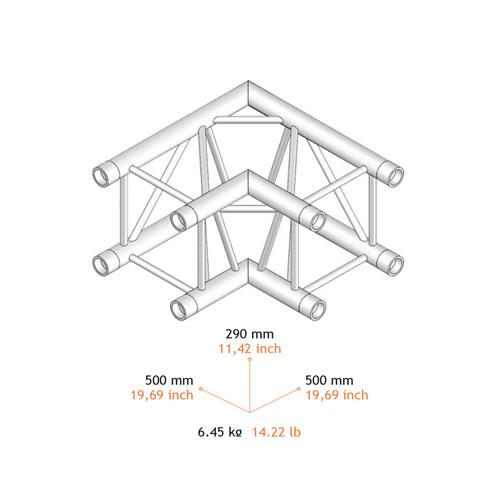 Esquina 90º truss cuadrado Serie E plata 29 C E