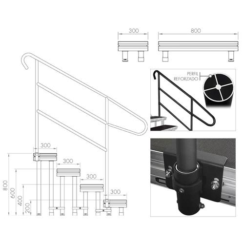 Escalera modular de aluminio y madera de abedul ECT20-40