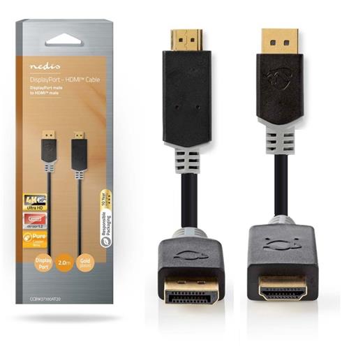 Cable video Displayport/HDMI 4K 30Hz 2 mts