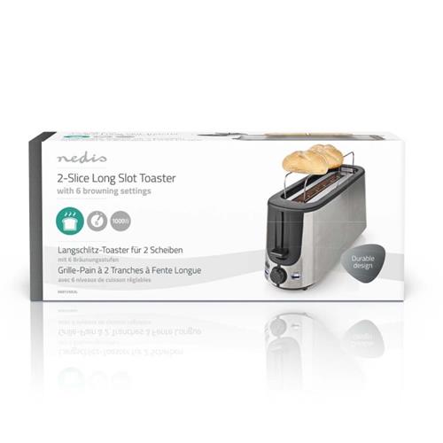 Tostadora 1000 W 6N Ranura larga  Nedis