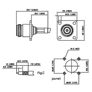 Base N cuadrada crimp RG58 Alfar