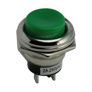 Pulsador metalico normalmente abierto 19mm Verde