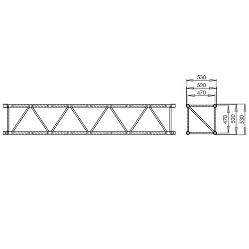Truss cuadrado Serie FK 52 x 3m negro  FK52Q H300B Truss cuadrado Serie FK 52 x 3m negro  FK52Q H300B