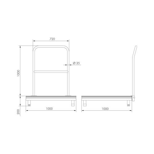 Pódium para director con barandilla. Medida: 1 x 1m TMD-09