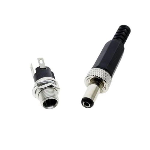 Conector DC macho y hembra 5.5x2.1mm con rosca