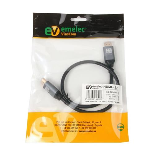Cable HDMI 2.1 AM a AM + Ethernet Long. 0,5m EQ 162005